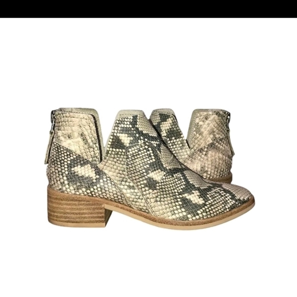 DOLCE VITA Women's Sher Snakeprint Leather Ankle Boots Booties Pointed Toe